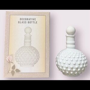 Cracker Barrel White Decorative Hobnail Glass Bottle